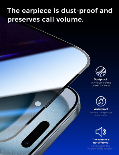 MAGIC JOHN 2 Pack for iPhone 15 6.1 inch Privacy Glass Screen Protector, Auto Dust - Elimination Installation, Bubble Free, Easy Installation - 7DAY'S