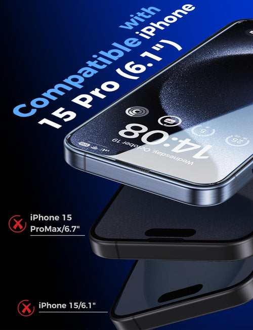 MAGIC JOHN 2 Pack for iPhone 15 Pro (6.1 inch) Tempered Glass Screen Protector, Auto Dust - Elimination Installation, Bubble Free, Dynamic Island Compatible, HD Clear, Easy Installation - 7DAY'S