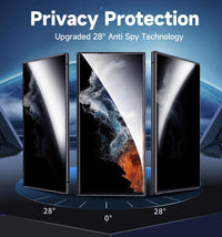 MAGIC JOHN 2 Pack for Samsung Galaxy S22 Ultra Privacy Screen Protector [Ceramic film] Not Glass 6.8 inch,[100% Fingerprint ID Compatible] Anti Spy, Easy Installation Tray - 7DAY'S