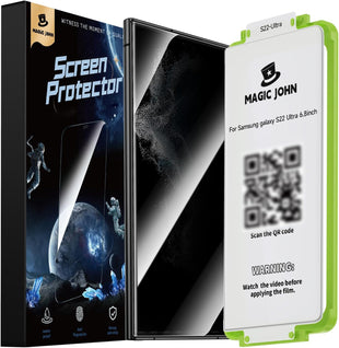 MAGIC JOHN 2 Pack for Samsung Galaxy S22 Ultra Privacy Screen Protector [Ceramic film] Not Glass 6.8 inch,[100% Fingerprint ID Compatible] Anti Spy, Easy Installation Tray