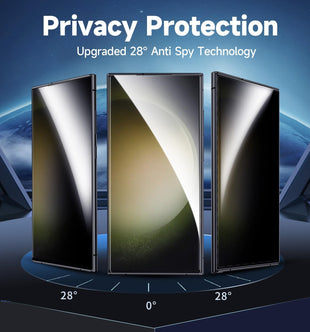 MAGIC JOHN 2 Pack for Samsung Galaxy S23 Ultra Privacy Screen Protector [Ceramic Film Material Not Glass] 6.8 inch,[100% Fingerprint ID Compatible] Easy Installation Tray, Shock - Resistant, 3D Curved, - 7DAY'S