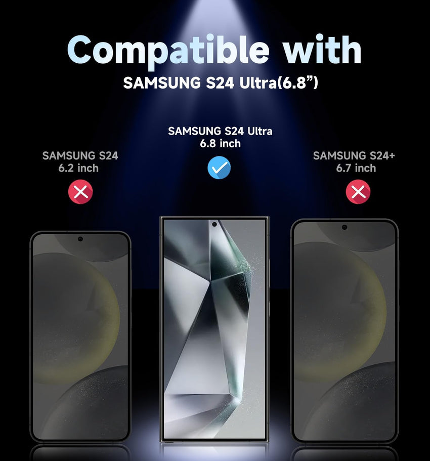 MAGIC JOHN 2 Pack for Samsung Galaxy S24 Ultra Privacy Glass Screen Protector 6.8 inch, 28° Anti - spy Tempered Glass Film, Auto Dust - Elimination Installation, Bubble Free, Case Friendly - 7DAY'S