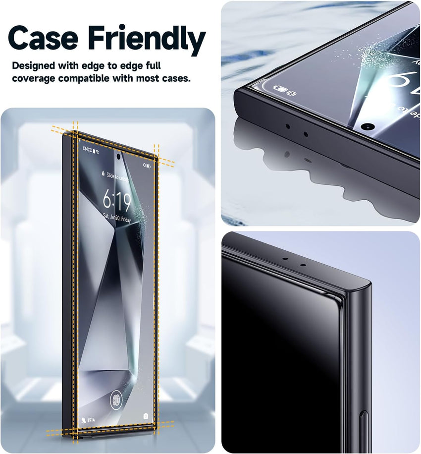 MAGIC JOHN 2 Pack for Samsung Galaxy S24 Ultra Tempered Glass Screen Protector, Auto Dust - Elimination Installation, Bubble Free, HD Clear, Easy Installation - 7DAY'S