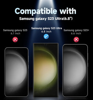 MAGIC JOHN 2 Pack Screen Protector for Samsung Galaxy S23 Ultra - Ceramic Film, Fingerprint ID Compatible, Easy Installation, Shock - Resistant, 3D Curved, Bubble Free - 7DAY'S