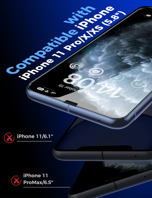 MAGIC JOHN 2 Pack Tempered Glass Screen Protector for iPhone 11 Pro/X/XS, Auto Dust - Elimination Installation, Bubble Free, HD Clear, Easy Installation - 7DAY'S