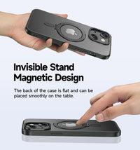 MAGIC JOHN for iPhone 13 Case/iPhone 14 Case(6.1 inch) [Compatible with Magsafe] [with Magnetic Metal Stand][Military Grade Shockproof][Anti Yellowing],Translucent Matte Back with Soft Edge,Black - 7DAY'S