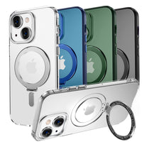 MAGIC JOHN for iPhone 13 Case/iPhone 14 Case(6.1 inch) [Compatible with Magsafe] [with Magnetic Metal Stand][Military Grade Shockproof][Anti Yellowing],Translucent Matte Back with Soft Edge,Black - 7DAY'S