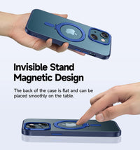 MAGIC JOHN for iPhone 13 Case/iPhone 14 Case(6.1 inch) [Compatible with Magsafe] [with Magnetic Metal Stand][Military Grade Shockproof][Anti Yellowing],Translucent Matte Back with Soft Edge,Black - 7DAY'S