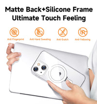 MAGIC JOHN for iPhone 13 Case/iPhone 14 Case(6.1 inch) [Compatible with Magsafe] [with Magnetic Metal Stand][Military Grade Shockproof][Anti Yellowing],Translucent Matte Back with Soft Edge,Black - 7DAY'S