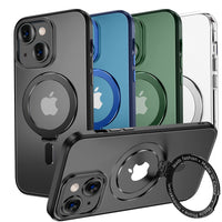 MAGIC JOHN for iPhone 13 Case/iPhone 14 Case(6.1 inch) [Compatible with Magsafe] [with Magnetic Metal Stand][Military Grade Shockproof][Anti Yellowing],Translucent Matte Back with Soft Edge,Black - 7DAY'S