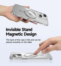 MAGIC JOHN for iPhone 13 Case/iPhone 14 Case(6.1 inch) [Compatible with Magsafe] [with Magnetic Metal Stand][Military Grade Shockproof][Anti Yellowing],Translucent Matte Back with Soft Edge,Black - 7DAY'S