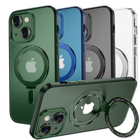 MAGIC JOHN for iPhone 13 Case/iPhone 14 Case(6.1 inch) [Compatible with Magsafe] [with Magnetic Metal Stand][Military Grade Shockproof][Anti Yellowing],Translucent Matte Back with Soft Edge,Black - 7DAY'S