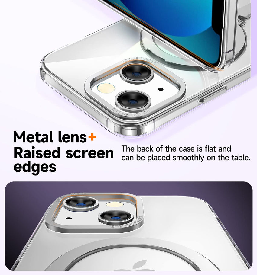 MAGIC JOHN for iPhone 13 Case/iPhone 14 Case(6.1 inch) [Compatible with Magsafe] [with Magnetic Metal Stand][Military Grade Shockproof][Anti Yellowing],Translucent Matte Back with Soft Edge,Black - 7DAY'S