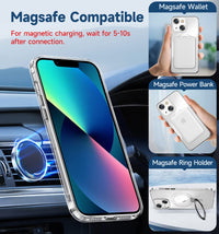 MAGIC JOHN for iPhone 13 Case/iPhone 14 Case(6.1 inch) [Compatible with Magsafe] [with Magnetic Metal Stand][Military Grade Shockproof][Anti Yellowing],Translucent Matte Back with Soft Edge,Black - 7DAY'S