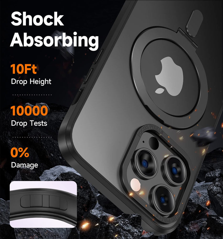 MAGIC JOHN Magnetic Case for iPhone 13 Pro Max Phone Case[Compatible with Magsafe] [with Magnetic Mental Stand][Military Grade Shockproof][Anti Yellowing],Translucent Matte Back with Soft Edge,Blue - 7DAY'S