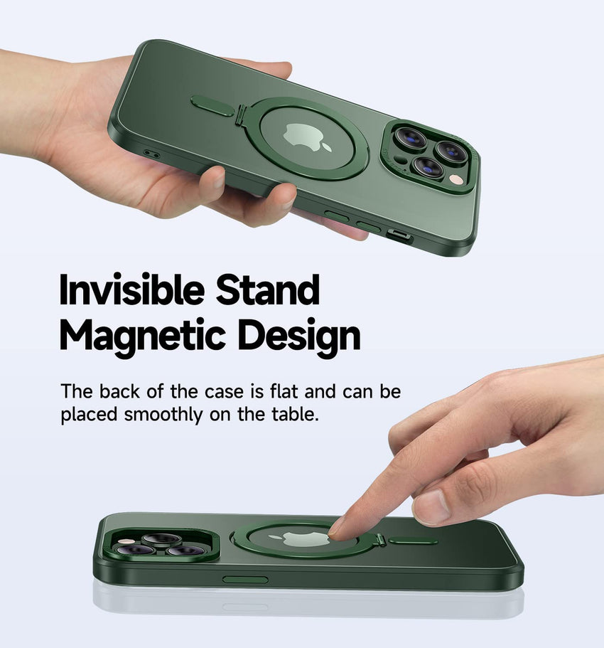 MAGIC JOHN Magnetic Case for iPhone 13 Pro Max Phone Case[Compatible with Magsafe] [with Magnetic Mental Stand][Military Grade Shockproof][Anti Yellowing],Translucent Matte Back with Soft Edge,Blue - 7DAY'S