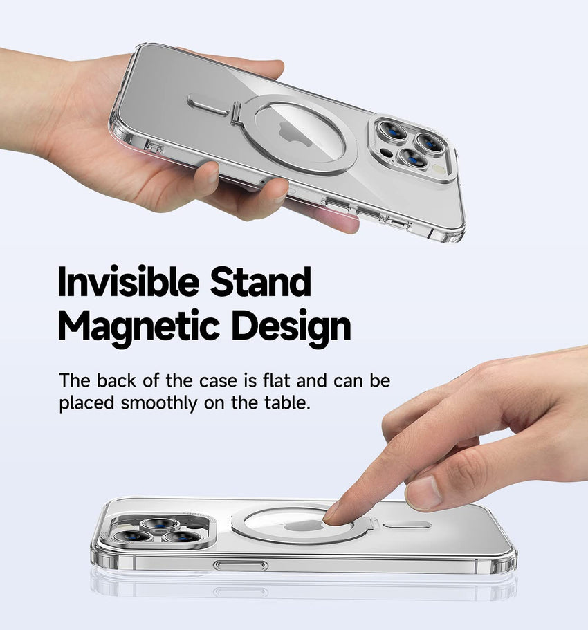 MAGIC JOHN Magnetic Case for iPhone 13 Pro Max Phone Case[Compatible with Magsafe] [with Magnetic Mental Stand][Military Grade Shockproof][Anti Yellowing],Translucent Matte Back with Soft Edge,Blue - 7DAY'S