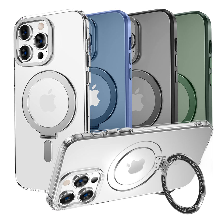 MAGIC JOHN Magnetic Case for iPhone 13 Pro Max Phone Case[Compatible with Magsafe] [with Magnetic Mental Stand][Military Grade Shockproof][Anti Yellowing],Translucent Matte Back with Soft Edge,Blue - 7DAY'S