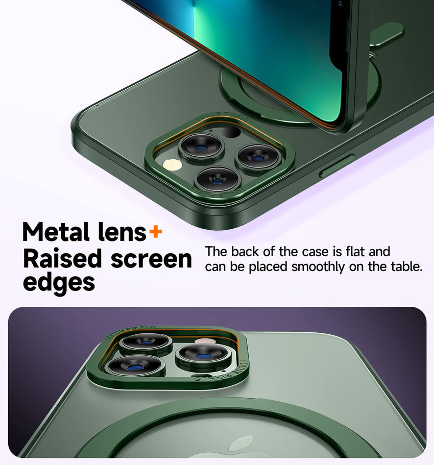 MAGIC JOHN Magnetic Case for iPhone 13 Pro Max Phone Case[Compatible with Magsafe] [with Magnetic Mental Stand][Military Grade Shockproof][Anti Yellowing],Translucent Matte Back with Soft Edge,Blue - 7DAY'S