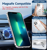 MAGIC JOHN Magnetic Case for iPhone 13 Pro Max Phone Case[Compatible with Magsafe] [with Magnetic Mental Stand][Military Grade Shockproof][Anti Yellowing],Translucent Matte Back with Soft Edge,Blue - 7DAY'S