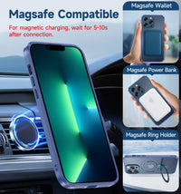 MAGIC JOHN Magnetic Case for iPhone 13 Pro Max Phone Case[Compatible with Magsafe] [with Magnetic Mental Stand][Military Grade Shockproof][Anti Yellowing],Translucent Matte Back with Soft Edge,Blue - 7DAY'S