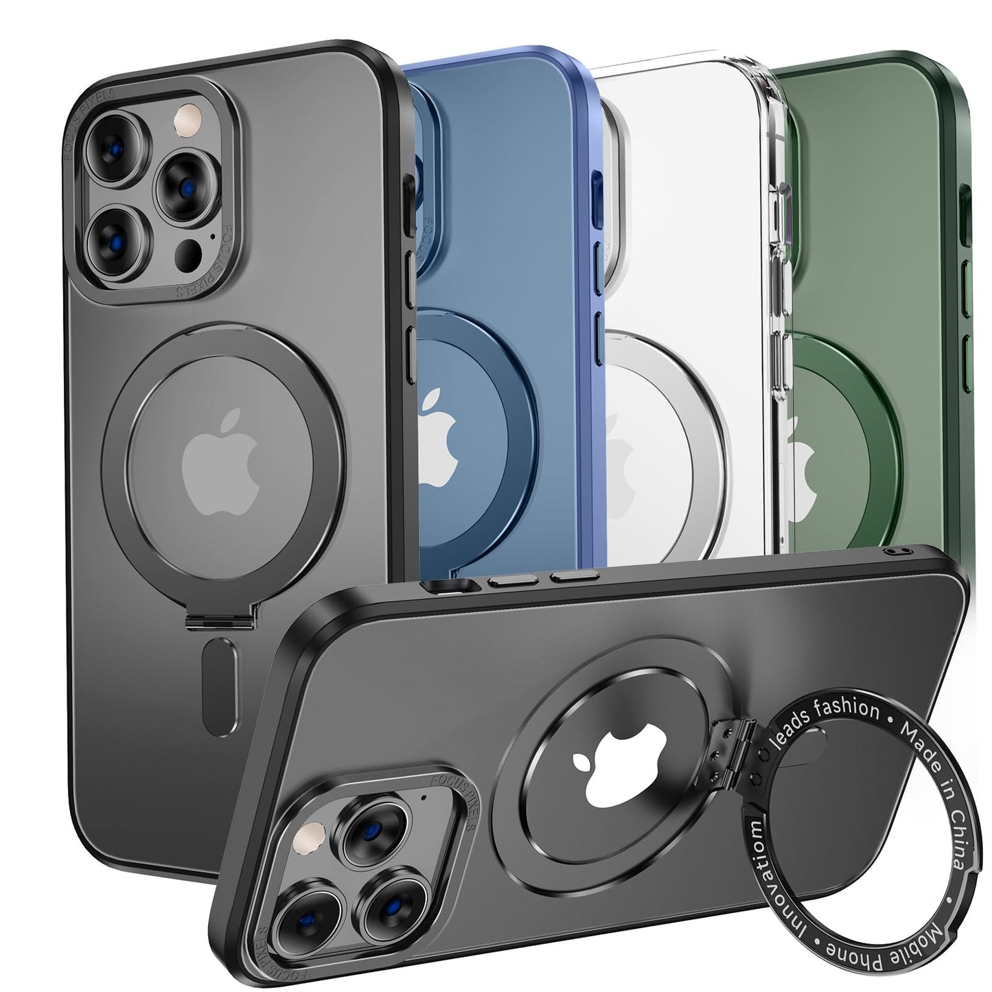 MAGIC JOHN Magnetic Case for iPhone 13 Pro Max Phone Case[Compatible with Magsafe] [with Magnetic Mental Stand][Military Grade Shockproof][Anti Yellowing],Translucent Matte Back with Soft Edge,Blue - 7DAY'S