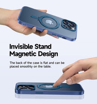 MAGIC JOHN Magnetic Case for iPhone 13 Pro Max Phone Case[Compatible with Magsafe] [with Magnetic Mental Stand][Military Grade Shockproof][Anti Yellowing],Translucent Matte Back with Soft Edge,Blue - 7DAY'S