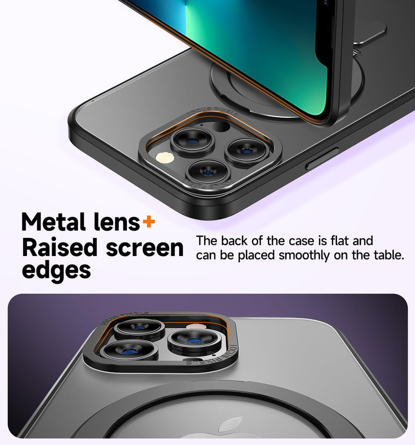MAGIC JOHN Magnetic Case for iPhone 13 Pro Max Phone Case[Compatible with Magsafe] [with Magnetic Mental Stand][Military Grade Shockproof][Anti Yellowing],Translucent Matte Back with Soft Edge,Blue - 7DAY'S