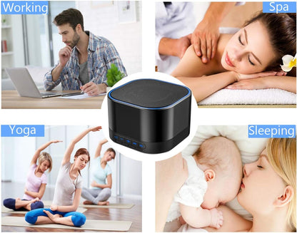 Magicteam Sound Machine White Noise Machine with 20 Non Looping Natural Soothing Sounds Memory Function 32 Levels of Volume Powered by AC or USB and Sleep Sound Timer Therapy for Baby Kids Adults - 7DAY'S