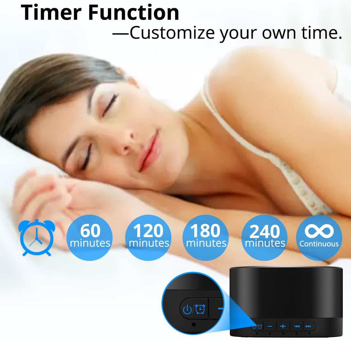 Magicteam Sound Machine White Noise Machine with 20 Non Looping Natural Soothing Sounds Memory Function 32 Levels of Volume Powered by AC or USB and Sleep Sound Timer Therapy for Baby Kids Adults - 7DAY'S