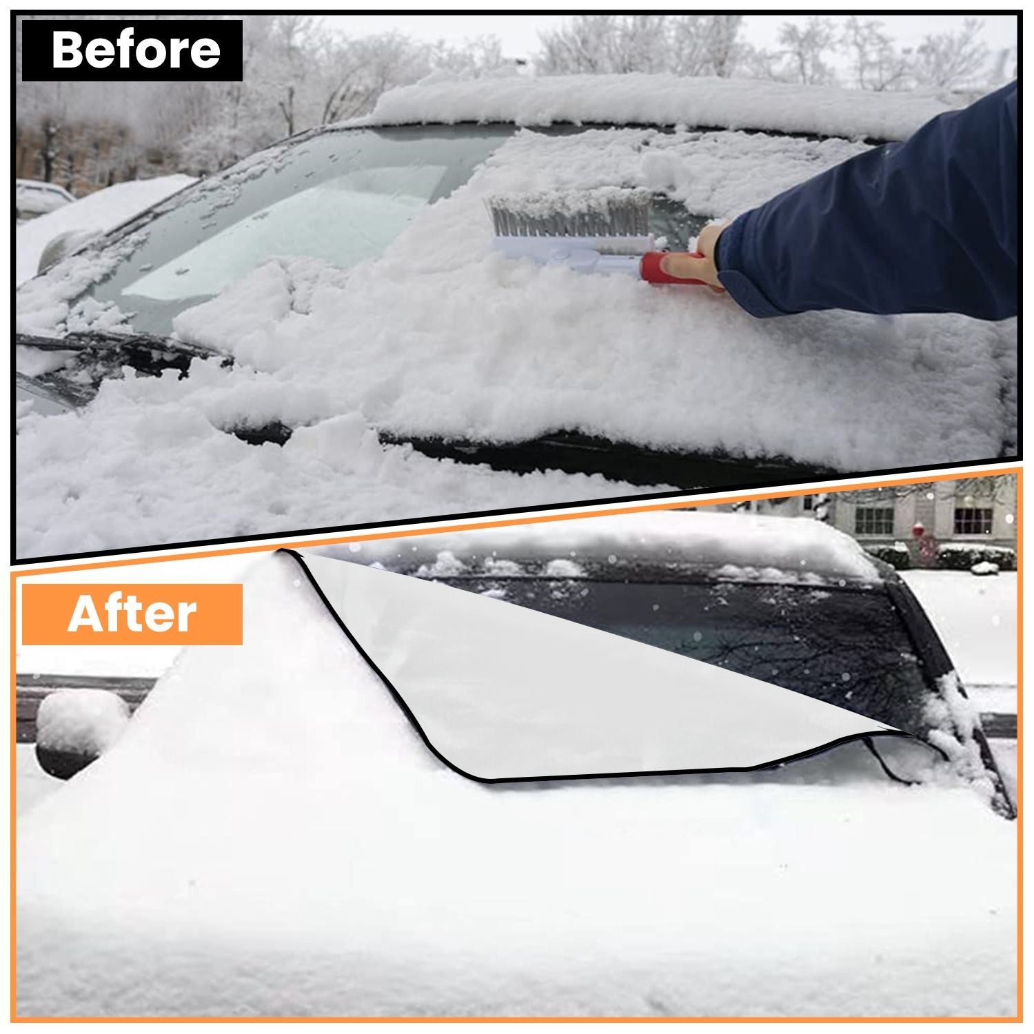 Magnetic Car Windshield Cover Front Rear Car Windshield Protector against Snow Sun Dirt Leaves Fit for All Cars Oxford Fabric Waterproof Heat - Resistant - 7DAY'S