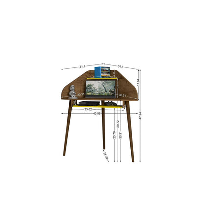 Manhattan Comfort Bradley Corner Desk with Keyboard Shelf in Rustic Brown and Yellow - 7DAY'S