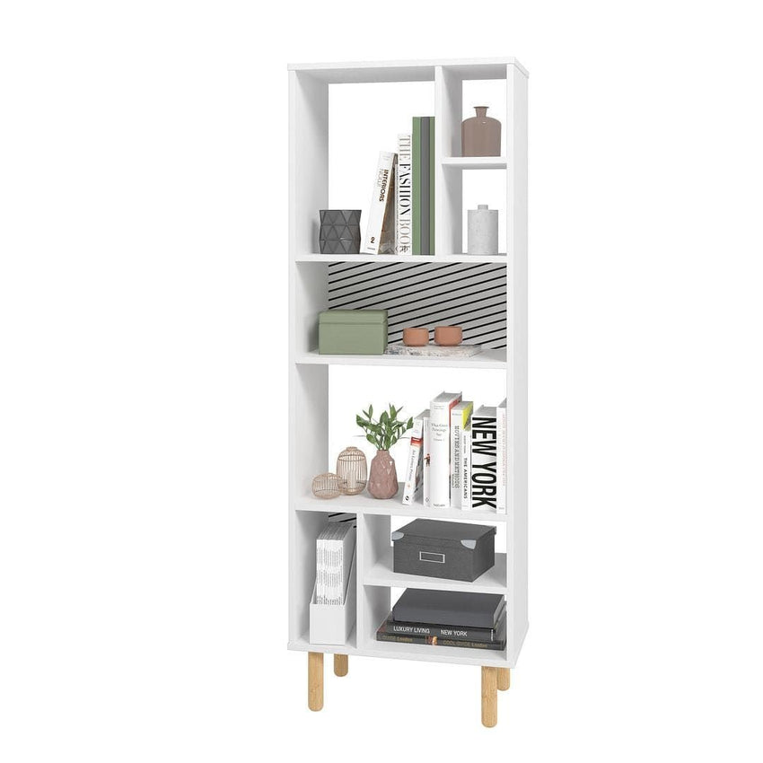 Manhattan Comfort Essex 60.23 Decor Bookcase with 8 Shelves in White and Zebra - 7DAY'S