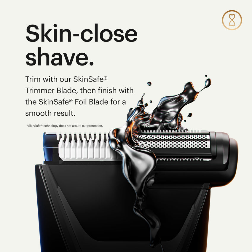 MANSCAPED® The Lawn Mower® 5.0 Ultra Groin & Body Hair Trimmer – Dual - Head SkinSafe® Trimmer & Foil Blades, Waterproof Wet/Dry Groomer, USB - C Rechargeable with Travel Case, Men’s Ball Shaver, Black - 7DAY'S
