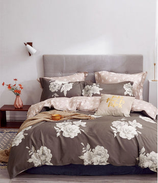 Marrisa Brown Floral 100% Cotton Comforter Set - 7DAY'S