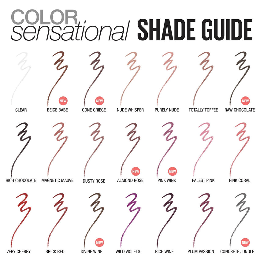 Maybelline Color Sensational Shaping Lip Liner with Self - Sharpening Tip, Totally Toffee, Nude, 1 Count - 7DAY'S
