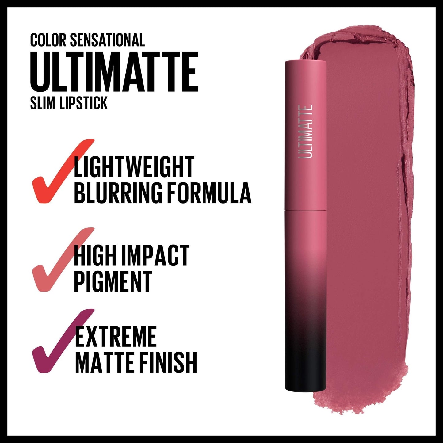 Maybelline Color Sensational Ultimatte Matte Lipstick, Non - Drying, Intense Color Pigment, More Berry, Warm Berry Purple, 1 Count - 7DAY'S