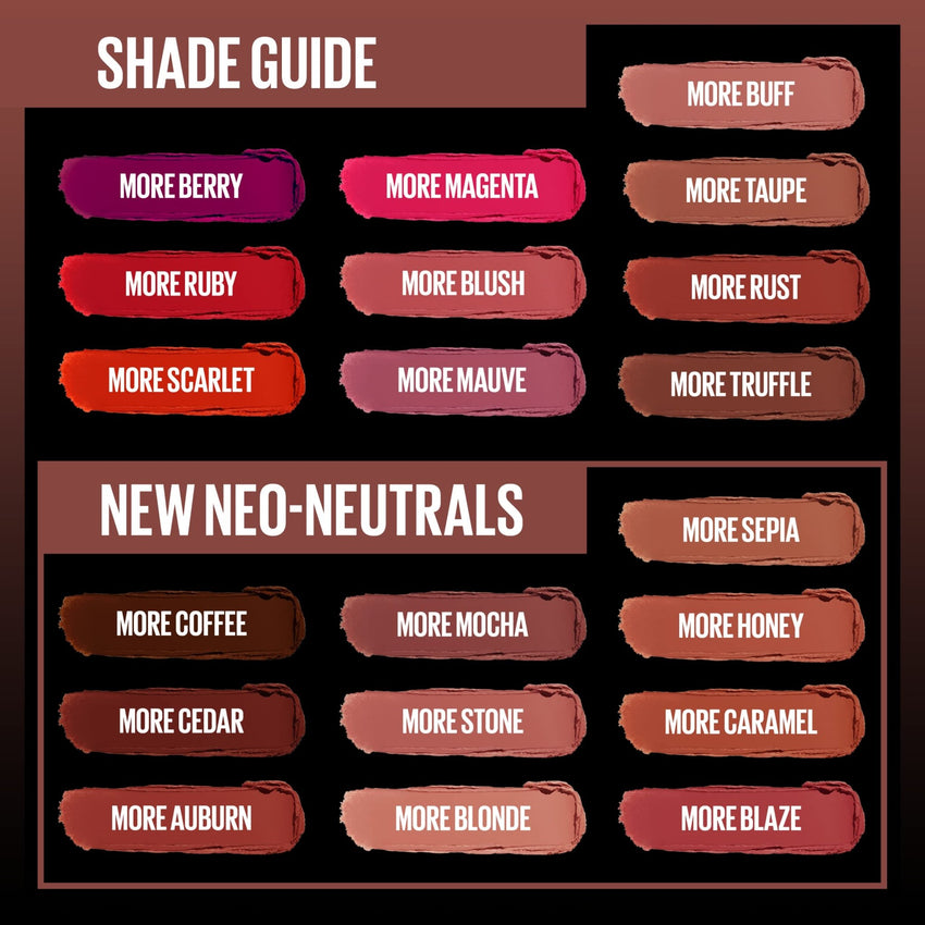 Maybelline Color Sensational Ultimatte Matte Lipstick, Non - Drying, Intense Color Pigment, More Berry, Warm Berry Purple, 1 Count - 7DAY'S