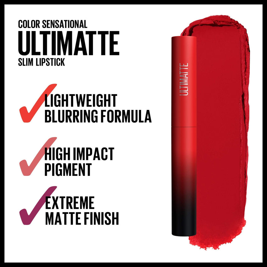 Maybelline Color Sensational Ultimatte Matte Lipstick, Non - Drying, Intense Color Pigment, More Berry, Warm Berry Purple, 1 Count - 7DAY'S