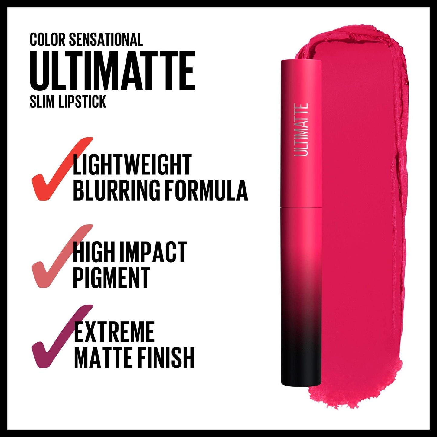Maybelline Color Sensational Ultimatte Matte Lipstick, Non - Drying, Intense Color Pigment, More Berry, Warm Berry Purple, 1 Count - 7DAY'S
