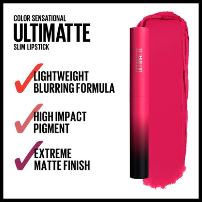 Maybelline Color Sensational Ultimatte Matte Lipstick, Non - Drying, Intense Color Pigment, More Berry, Warm Berry Purple, 1 Count - 7DAY'S