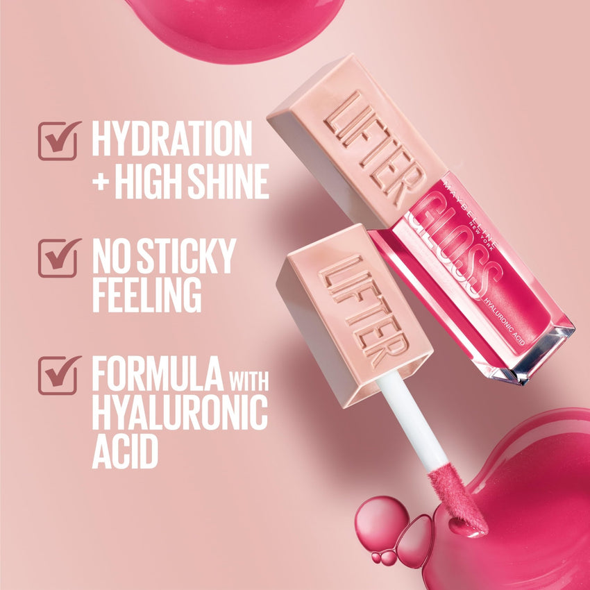 Maybelline Lifter Gloss, Hydrating Honey'd Lip Gloss with Hyaluronic Acid, High Shine for Plumper Looking Lips, Honey, 1 Count - 7DAY'S