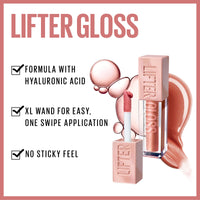 Maybelline Lifter Gloss, Hydrating Honey'd Lip Gloss with Hyaluronic Acid, High Shine for Plumper Looking Lips, Honey, 1 Count - 7DAY'S