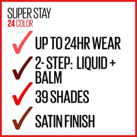 Maybelline Super Stay 24, 2 - Step Liquid Lipstick Makeup, Long Lasting Highly Pigmented Color with Moisturizing Balm, Very Cranberry, Ruby Red, 1 Count - 7DAY'S