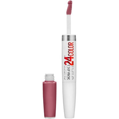 Maybelline Super Stay 24, 2 - Step Liquid Lipstick Makeup, Long Lasting Highly Pigmented Color with Moisturizing Balm, Very Cranberry, Ruby Red, 1 Count - 7DAY'S
