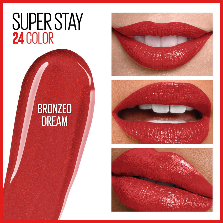 Maybelline Super Stay 24, 2 - Step Liquid Lipstick Makeup, Long Lasting Highly Pigmented Color with Moisturizing Balm, Very Cranberry, Ruby Red, 1 Count - 7DAY'S