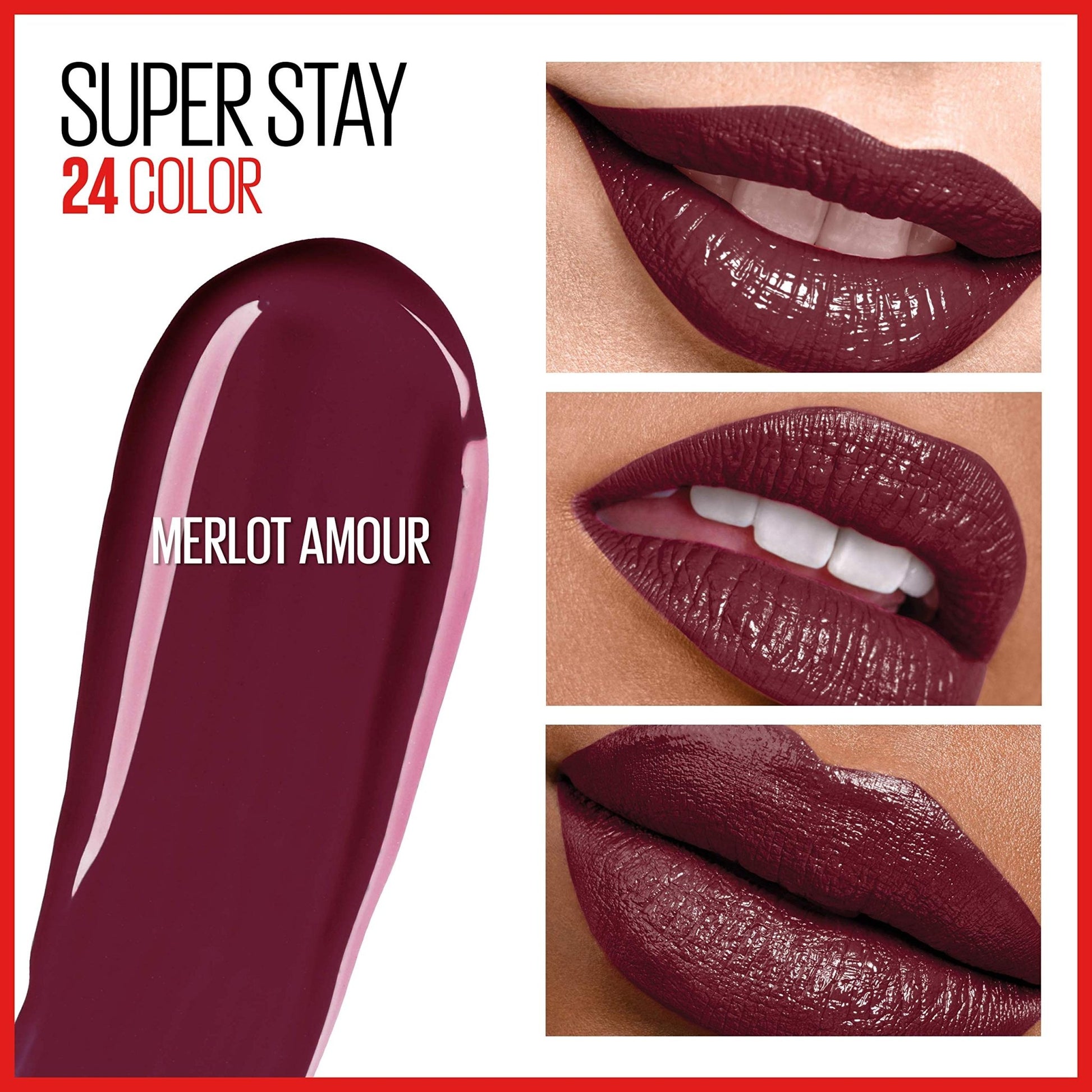 Maybelline Super Stay 24, 2 - Step Liquid Lipstick Makeup, Long Lasting Highly Pigmented Color with Moisturizing Balm, Very Cranberry, Ruby Red, 1 Count - 7DAY'S