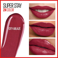 Maybelline Super Stay 24, 2 - Step Liquid Lipstick Makeup, Long Lasting Highly Pigmented Color with Moisturizing Balm, Very Cranberry, Ruby Red, 1 Count - 7DAY'S