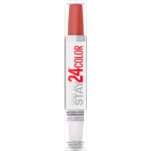 Maybelline Super Stay 24, 2 - Step Liquid Lipstick Makeup, Long Lasting Highly Pigmented Color with Moisturizing Balm, Very Cranberry, Ruby Red, 1 Count - 7DAY'S