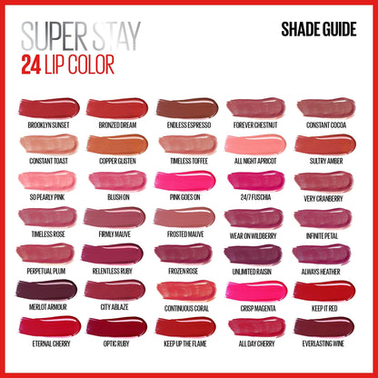 Maybelline Super Stay 24, 2 - Step Liquid Lipstick Makeup, Long Lasting Highly Pigmented Color with Moisturizing Balm, Very Cranberry, Ruby Red, 1 Count - 7DAY'S